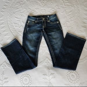 Miss Me Jeans Women's Size 28×34 Boot Cut Mid-Rise Rhinestones Floral Beaded